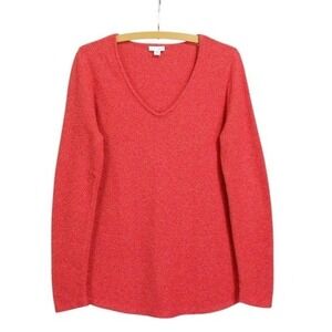 J. Jill Sweater Womens S M Orange Cotton Blend V-Neck Long Sleeve Knit‎ Tunic